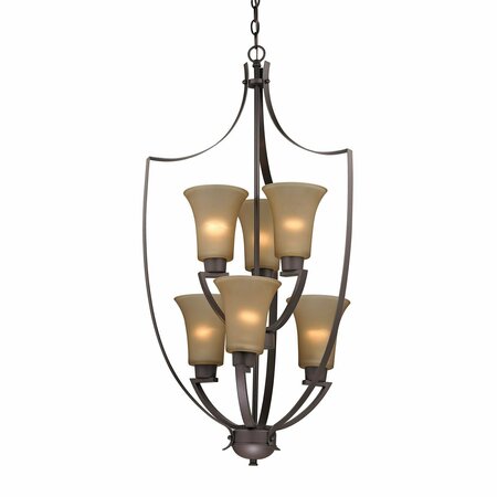 THOMAS Foyer 6-Light Chandelier in Oil Rubbed Bronze with Light Amber Glass 7706FY/10